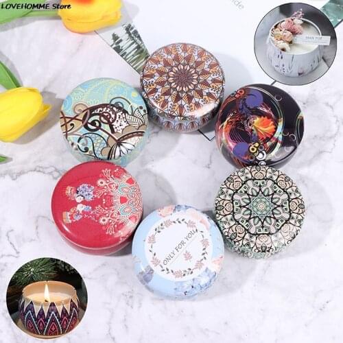 Vintage DIY Candle Tin Jars Holder European Flower Printed Storage Case For Dry Spices Camping Sweets Jewelry Gifts Storage Pots