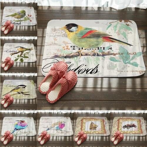 Vintage Bird Tree World Doormat for Entrance Door Microfiber Rugs In The Hallway Anti-slip Bedroom Carpets Kitchen Mats