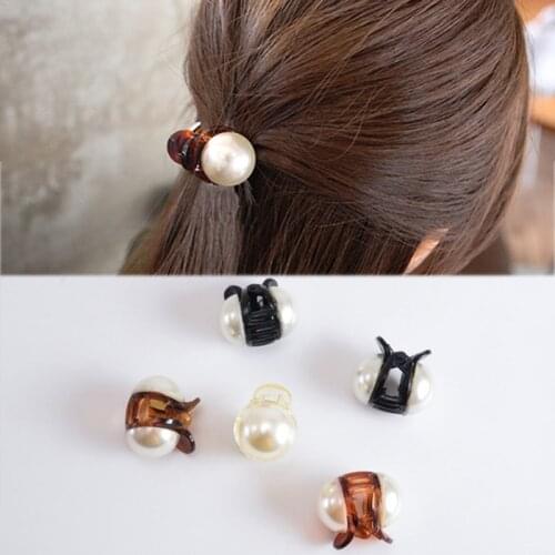 Korean Sweet Mini Round Pearl Hairpins For Women Girls Hair Claw Barrettes Hair Crab Clips Styling Make UP Tool Hair Accessories