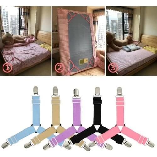 4Pcs/set Bed Sheet Elastic Grippers Belt Fastener Adjustable Bed Sheet Clips Mattress Cover Holder Home Textile Organize Gadgets