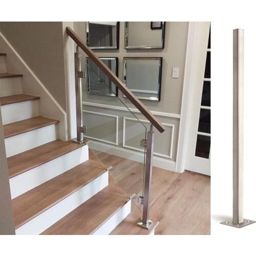 Freeshipping Mirror Finished 40mm 50mm Floor Mount Stainless Square Newel Post and Parts