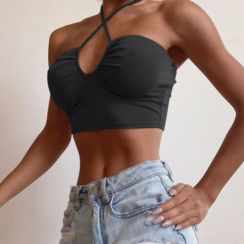 Ladies Crop Cami Vest Top Woman Strap Bralet Camisole Plain Mini Tank Strappy Sleeveless Summer Clothes 2020 New