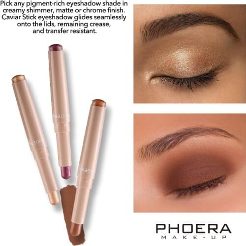 PHOERA 10 Colors Stereo Eye Shadow Stick Matte Eyeshadow Pen Longlasting Waterproo Double Color Shimmer Glitter Eye Makeup TSLM2
