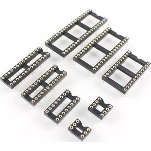 10pcs 2.54mm Pitch 6P 8P 14P 16P 18P 20P 22P 24P 28P 32P 40P DIP Solder Round Hole Narrow Wide IC Socket Adaptor Connector