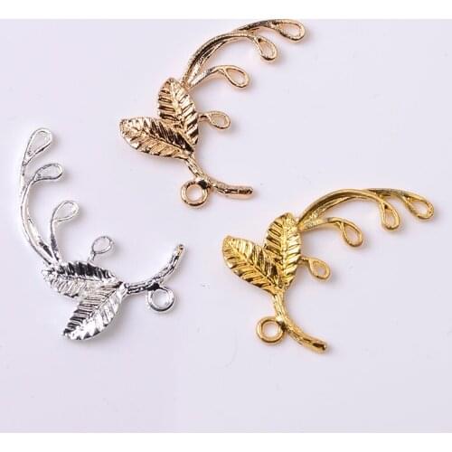 10 PCS 32*25mm Vintage Metal Alloy Leaves Branches Connectors Charm DIY Jewelry Accessories