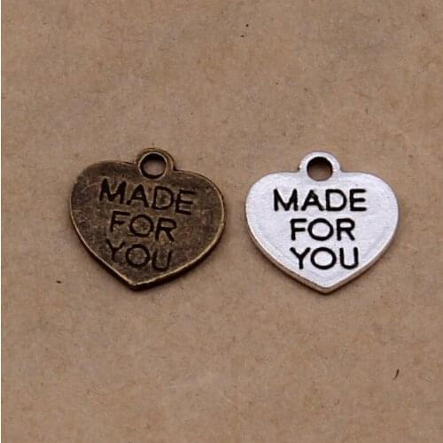 100pcs Vintage Heart-shaped Charm Jewelry Making For Necklace/Bracelet/bags/earring/apparel Fashion DIY Jewelry Accessories