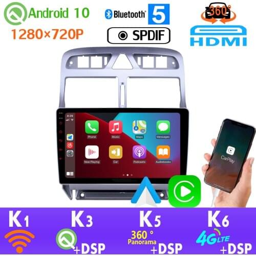 1280*720P PX6 4G+64G Android 10.0 GPS Navigation Radio For Peugeot 307 307CC 307SW CarPlay SPDIF Head Unit HDMI DSP 4G LTE WiFi