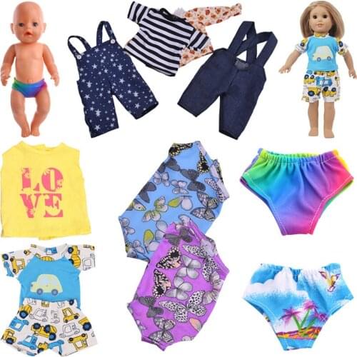 2 Sweater Suits & 2 Swimsuits Suitable For Summer For 18 Inch &New Born Baby Generation Birthday Girls Toy Gifts