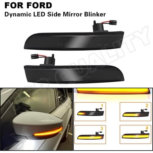 2Pcs Dynamic Amber LED Side Rearview Mirror Turn Signal Light Indicator For Ford Escape 2012-2016 Ecosport 2014-2018 Kuga Mk2