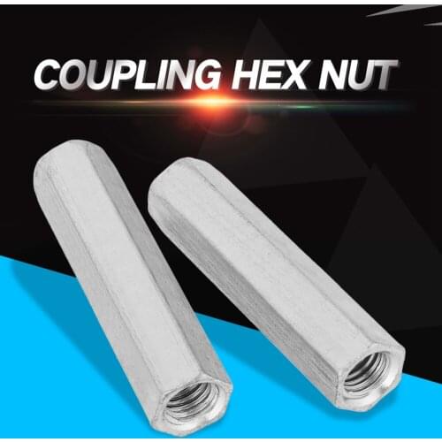 2pcs Hex Nuts Union Nut Screw Wire Connecting Rod Connecting Cap Spiro Zinc M10*60 Lengthen Made Of Carbon Steel