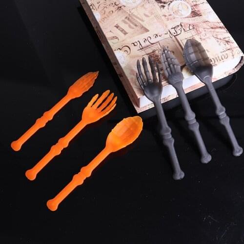 3pcs/1set Plastic Cutlery Sets Novelty Halloween Decoration Tableware Set Hallowmas Scene Novelty Decoration