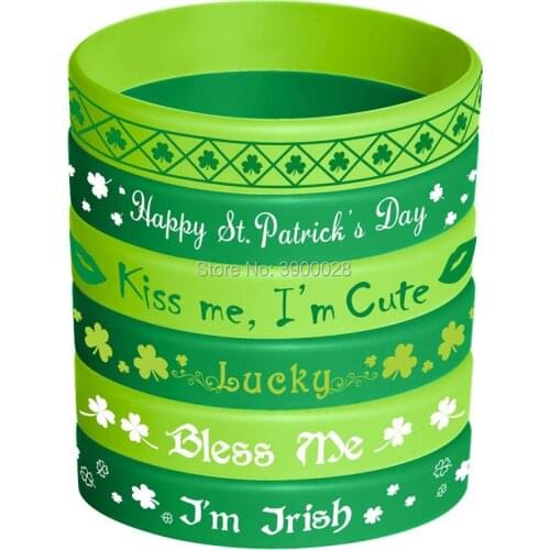 300pcs Patricks Day silicone wristband Personalized Rubber bracelets Sports Gifts shipping by DHL A