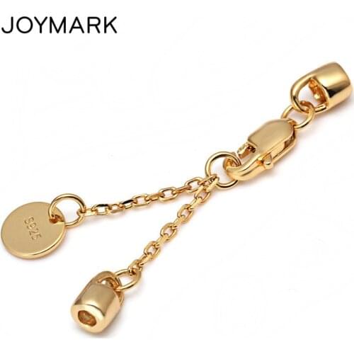 925 Sterling Silver Adjustable Extension Chain With Leather Cord End Caps Jewelry Making Accessories Extend Tail Chains SCF-E003