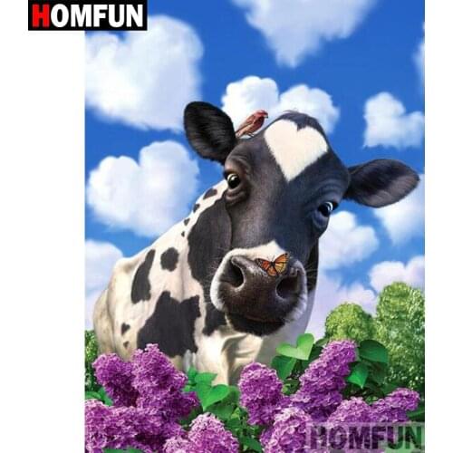 HOMFUN 5D DIY Diamond Painting Full Square/Round Drill "Animal cow" 3D Embroidery Cross Stitch gift Home Decor A02682