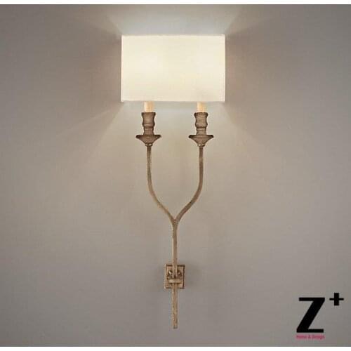 Amercian Style antiqued wishbone sconce antique Golden color wall lamp linen lampshade free shipping wall sconce