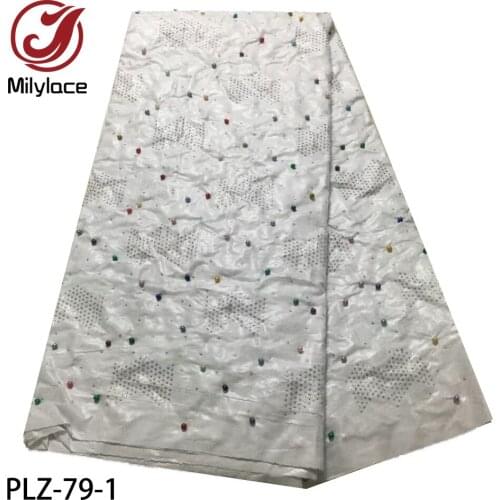 Bazin Lace Fabric with Stones and Beads Cotton African Lace Fabric Nigerian Lace Fabric 2020 for Wedding 5 Yards/Lot PLZ-79