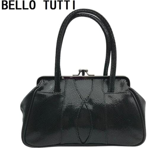 BELLO TUTTI Women Genuine Leather Clutch Phone Bag Coin Purse Sheepskin Metal Frame Change Handbag Girl Card Holder Small Wallet
