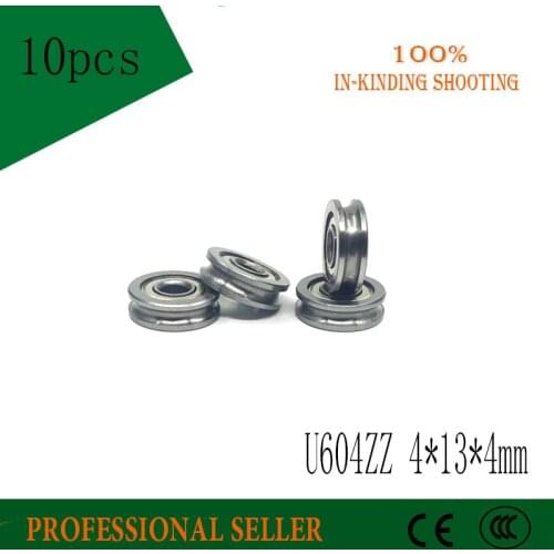 Free shipping 10pcs U604ZZ 604UU U groove deep groove ball bearing 4x13x4mm Walking guide rail bearings for 3D printer