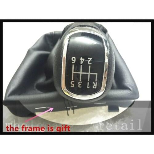 Free Shipping 6 Speed Gear Shift Knobs With Giator Leather Boot For Skoda 3T II 09-12 SUPERB II 08-12 MK2 II 2 frame is gift