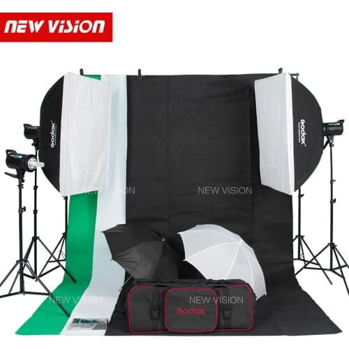 Free DHL Godox 900W Studio Flash Lighting Kit 3 X 300W Photography Strobe light & Softbox & Light Stand Portrait Kit