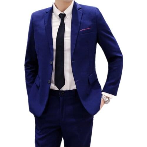 Blazer Pants Spring Autumn Business Suit Two Piece Set Groom Wedding Dress Business Classic High Quality Slim Jacket Trousers