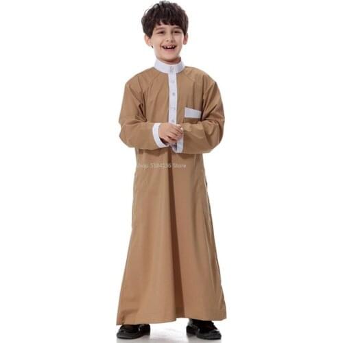 Jubba Thobe For Boy Kids Children Teens Arab Dubai Formal Muslim Robe Long Cotton Clothing Islamic Kaftan Abaya Prayer Wear