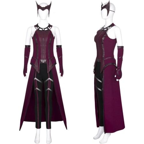 Movie Wanda Vision Scarlet Cosplay Witch Costume Full Set Uniform Vision Wanda Maximoff Cosplay Outfits