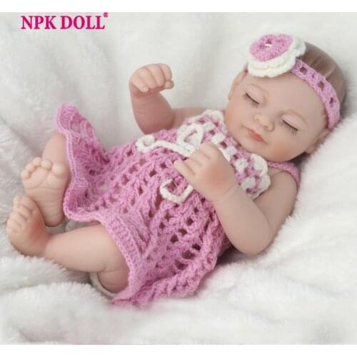 NPKDOLL Mini 10 Inch Full Body Vinyl Reborn Dolls Sleeping Newborn Babies Bebe Reborn Realistic Doll For Gift Bath Toy
