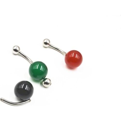 LOT30pcs Nature Stone Surgical Steel Navel belly rings Navel Button Barbells Earring 14g~1.6mm New Arrived