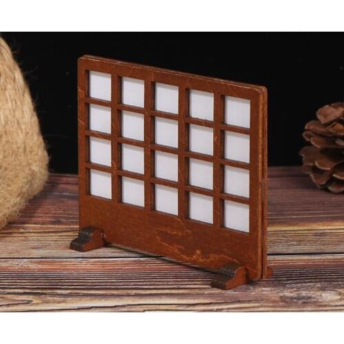 New 1/12 Dolls House Retro Dollhouse Miniature Wooden Screen, Bedroom Life Scene Ornament Dollhouse Accessories