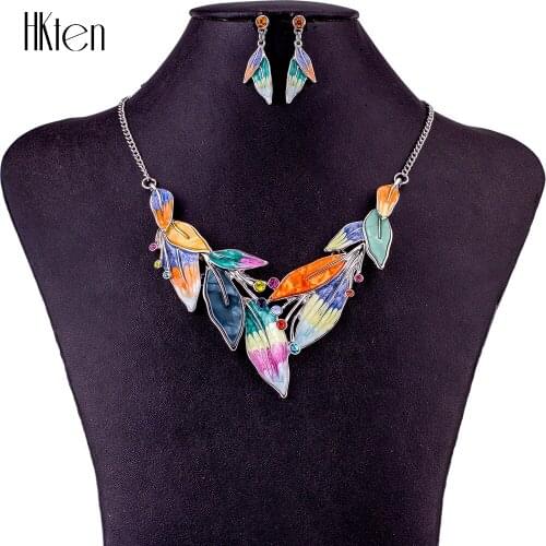 MS1504730 Fashion Jewelry Sets High Quality Necklace Sets For Women Jewelry Multicolored Crystal Unique Leaf Design Party Gift