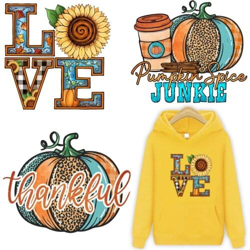 DIY Cartoon Thanksgiving Day Heat Transfer Sticker For Vogue Girl Clothing Patch 1 Piece. T329