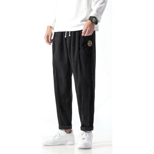 Mens Pants Corduroy Pants Chinese Style Loose Thick Pants Fleece-Lined Pants Corduroy Trousers autumn Winter