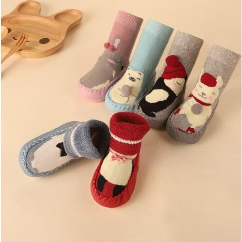 Infant Socks Baby Warm Booties Sock Rubber Soles Toddler Newborn Baby Girl Boy Socks Kids Winter Anti-slip Cotton Cartoon Socks