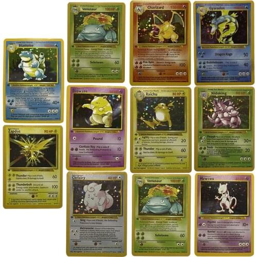 New 11PCS Pokemon Flash Card Original 1996 Fire-breathing Dragon Pikachu Pokemon Card Game Collection Card Childrens Toy Gift