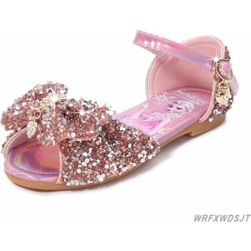New Summer childrens shoes 2021 Frozen Princess shoes girls dancing shoes pearl lace non-slip Sandals