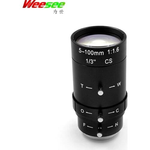 WS New 5-100mm CS F1.6 Lens Varifocal zoom Manual Iris zoom lens for Security CCTV Camera