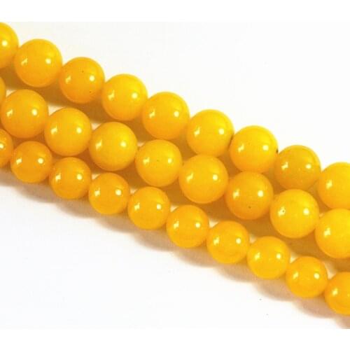 Wholesale fashion yellow jades natural stone chalcedony round loose beads 4 6 8 10 12 14mm jewelry making 15inch B29