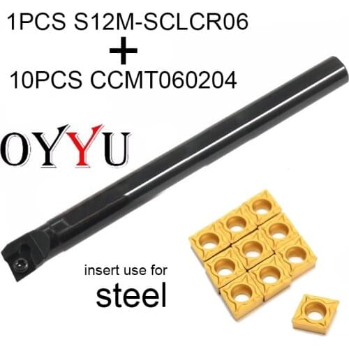 OYYU S12K SCLCR S12K-SCLCR06 +10pcs Carbide Inserts Processing Steel Turning Toolholder Lathe Cutter Machine Accessories CNC