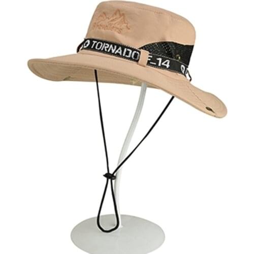 Men Summer Flat Big Brim Sunscreen Bucket Cap Outdoor Sports Fishing Fisherman Hip Hop Cycling Cowboy Sun Hat U28