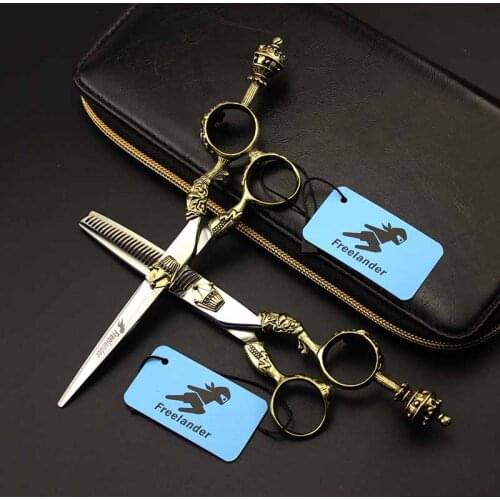 6inch Crown Handle Personality Straight Cutting Thinning Hairdressing Scissor Shear Clipper Tool Personality Beauty Tool