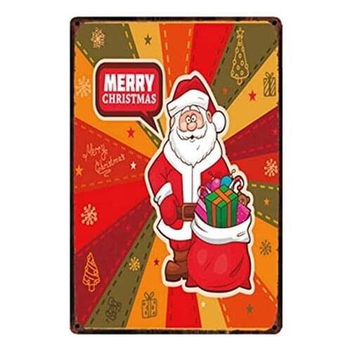 Merry Christmas Vintage Style Metal Sign Iron Painting for Indoor & Outdoor Home Bar Coffee Kitchen Wall Decor 8 X 12 Inch