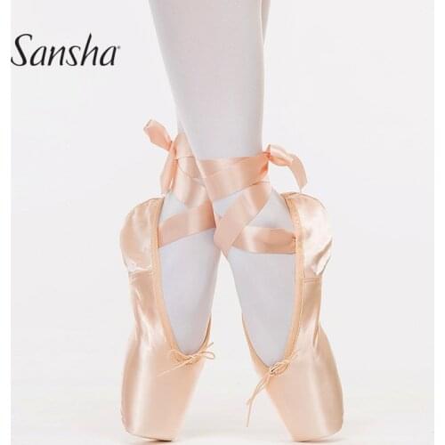 Sansha Women Ballet Pointe Shoes Wider Platform And More Room Inside Box Girls Great Practice Dance Shoes With Ribbons KAROLINA