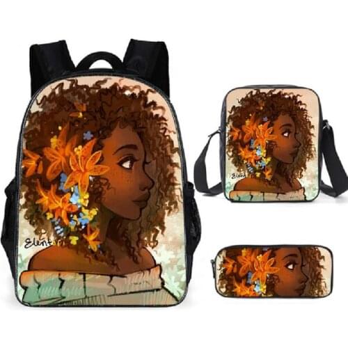 African girl school bag three-piece lightweight breathable backpack large capacity backpack children backpack school backpack