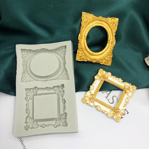 Silicon molds photo frame European style cake decoration accessoriestools chocolate turning sugar mold dripping resin moulds