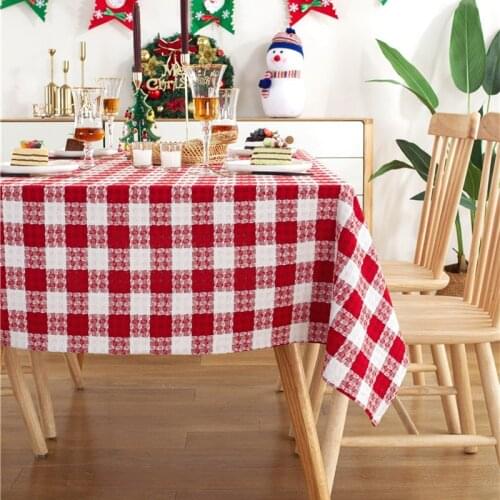 British Style Yarn-Dyed Tablecloth Washable Full Polyester Red Plaid Geometric Rectangle Christmas Table cloth for Home Party