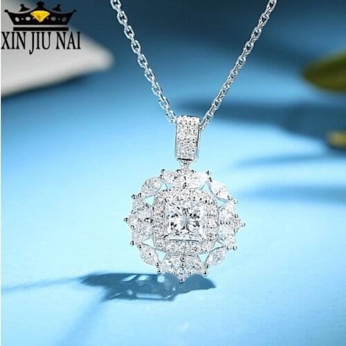 Snowflake pearl pendant fashion simple super flash zircon temperament wild necklace ladies short clavicle chain 925 necklace