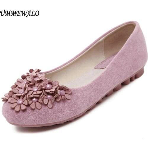 UMMEWALO Soft Real Leather Flat Shoes Women Slip On Casual Loafer Shoes Ladies Rubber Sole Driving Suede Moccasin Casual Loafer