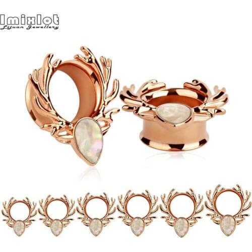 1PC Stainless Steel Deer Antlers Plugs And Tunnels Ear Piercings Screw Fit Expansion Stretcher Gauges Body Jewelry 6mm-16mm