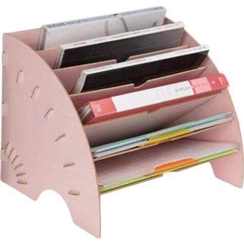 Fan-Shaped Wooden Desktop File Holder Desk Organizer DIY Document File Cabinet